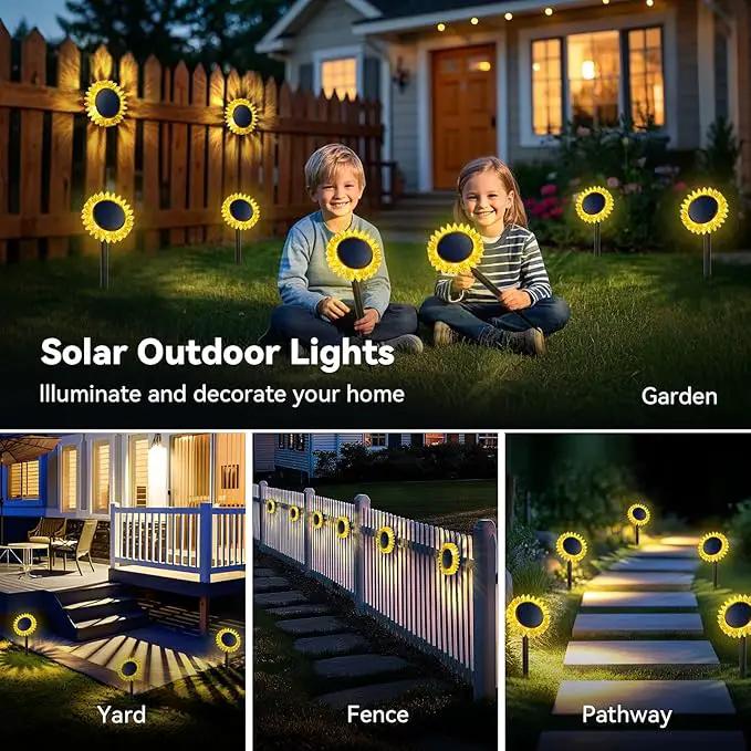 Hogni 6PK Solar Garden Lights, Ground Stake/Hang 2 in 1 Solar Sunflowers Outdoor Waterproof IP67, Outdoor Decor for Pathway Walkway Landscape Backyard Fence Decoration by GreenHaven Gardens