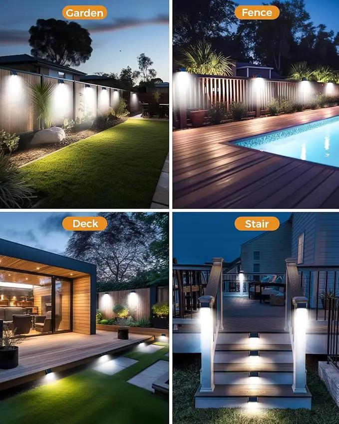 12 Pack Solar Fence Lights Waterproof, Motion Sensor Deck Lights Outdoor, Cold White LED Outside Lights Wireless for Wall Yard Steps Stairs Garden - Black by GreenHaven Gardens
