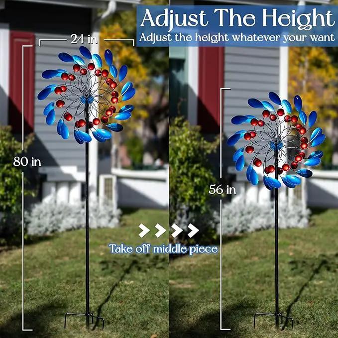 Wind Spinners for Yard and Garden Large - 80 inch Wind Spinners Outdoor Metal Large with Solar LED Light, Wind Sculptures & Spinners Windmills for Birthday Gifts Decorations(24 Diameter) by GreenHaven Gardens
