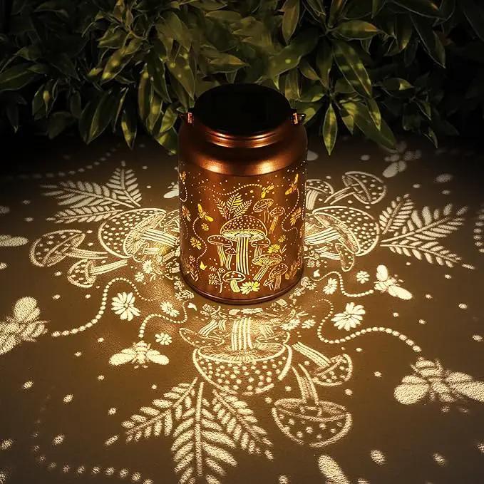Solar Lanterns Outdoor Waterproof Bee Mushroom Decoration Gifts for Women Mon Grandma Hanging Solar Lights for Outside Metal LED Lanterns for Yard, Patio, Garden Decor by GreenHaven Gardens