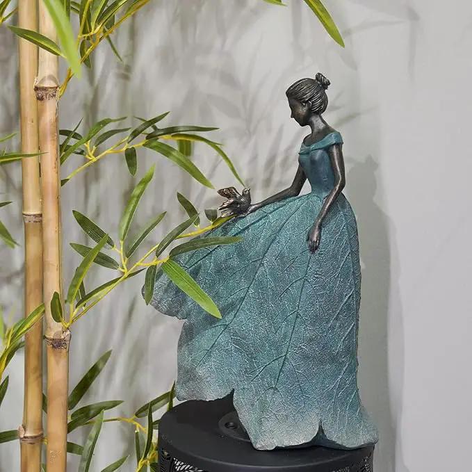 Guichifun Fairy Statue Collection Home Decoration - Leaf Angel Girls Resin Gardening Gifts for Women Statues for Garden Fairy Indoor or Outdoor Yard Figurines 5.5 x 3.25 x 8 Inch by GreenHaven Gardens