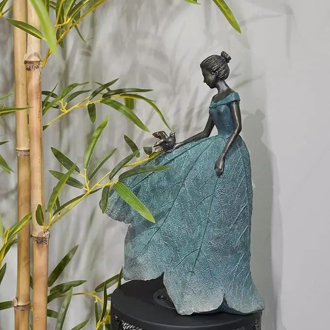 Guichifun Fairy Statue Collection Home Decoration - Leaf Angel Girls Resin Gardening Gifts for Women Statues for Garden Fairy Indoor or Outdoor Yard Figurines 5.5 x 3.25 x 8 Inch by GreenHaven Gardens