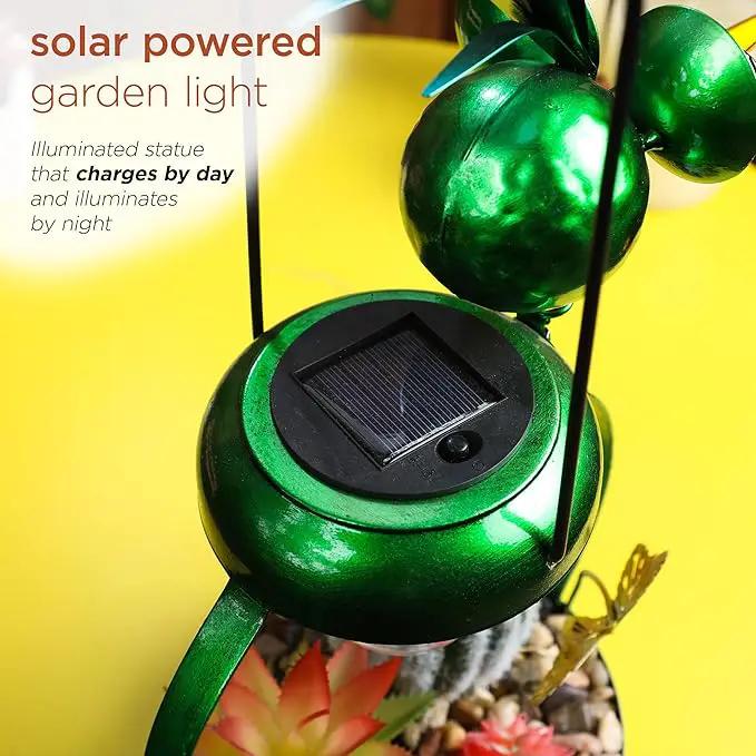 Alpine Corporation LYT292SLR-HH Solar-Powered Metal Heron w/Garden Enclosed LED Light Decor, Solar Patio Decor, 16''H, Green by GreenHaven Gardens