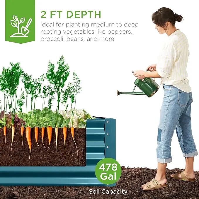 Best Choice Products 8x4x2ft Outdoor Metal Raised Garden Bed, Deep Root Planter Box for Vegetables, Flowers, Herbs, and Succulents w/ 478 Gallon Capacity - Peacock Blue by GreenHaven Gardens