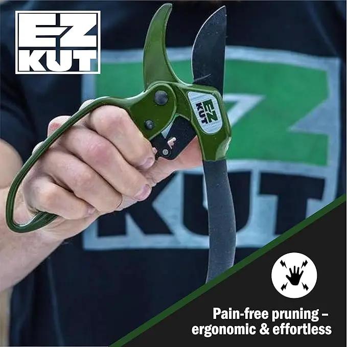 EZ Kut Heavy Duty Pruning Shears Green - with Ratcheting Action Great Garden Hand Tool Clippers Gardening pruners arthritis tools Ratcheting Anvil Hand Pruner Pruning Shears Heavy Duty Since 1988 by GreenHaven Gardens