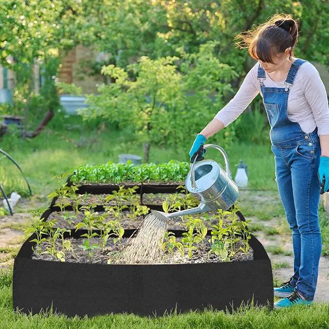 POILKMNI Fabric Raised Garden Bed, 232 Gallon 8 Grids Plant Grow Bags 8x4x1ft Large Garden Grow Bed Bags for Growing Herbs, Flowers and Vegetables by GreenHaven Gardens