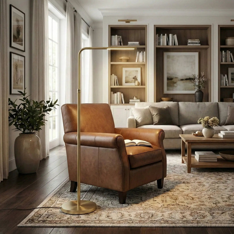 Verve - Floor Lamp With On / Off Switch Adjustable LED Round Base - Gold by Unique Piece Furniture