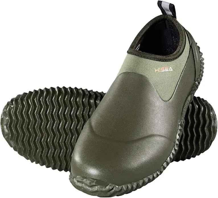 HISEA Unisex Waterproof Garden Shoes, Men's Rubber Rain Boots Women's Ankle Rain Shoes Neoprene Camp Booties Outdoor Slip-On Footwear for Gardening, Farming, Camping, Car Wash, Lawn Care and Yard Work by GreenHaven Gardens