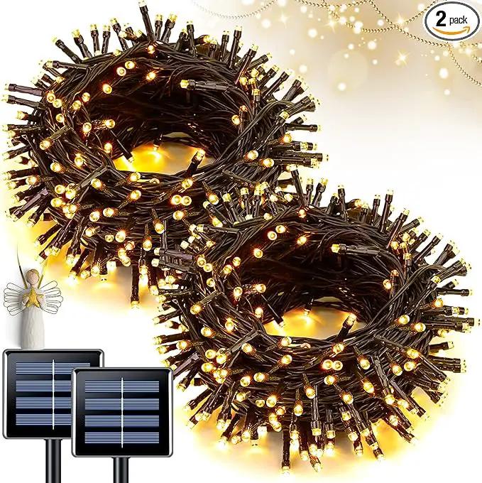 JMEXSUSS 2 Pack Solar String Lights Outdoor Waterproof, Each 33 FT 100 LED Solar Tree Lights Outdoor for Outside Tree Christmas Garden Patio Decor（Warm White） by GreenHaven Gardens