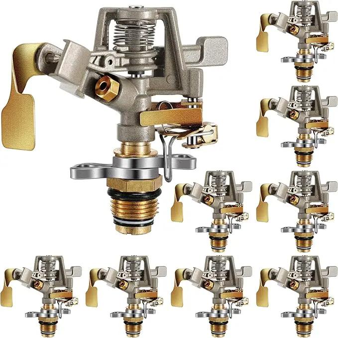 Impact Sprinkler Head Brass Pulsating Sprinkler Lawns Garden Adjustable 360 Degrees Watering Heavy Duty Sprinkler Head with Nozzles for Yard and Grass Irrigation (9 Pieces) by GreenHaven Gardens