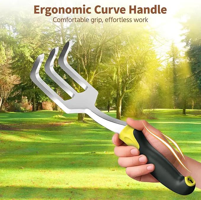 LASZOLA 3 Piece Garden Tool Set Include Hand Trowel Rake and Transplant Shovel for Women, Indoor Heavy Duty Small Spade Kit with Ergonomic Handle to Weed and Loosen, for Mom and Plant Beginner, Yellow by GreenHaven Gardens