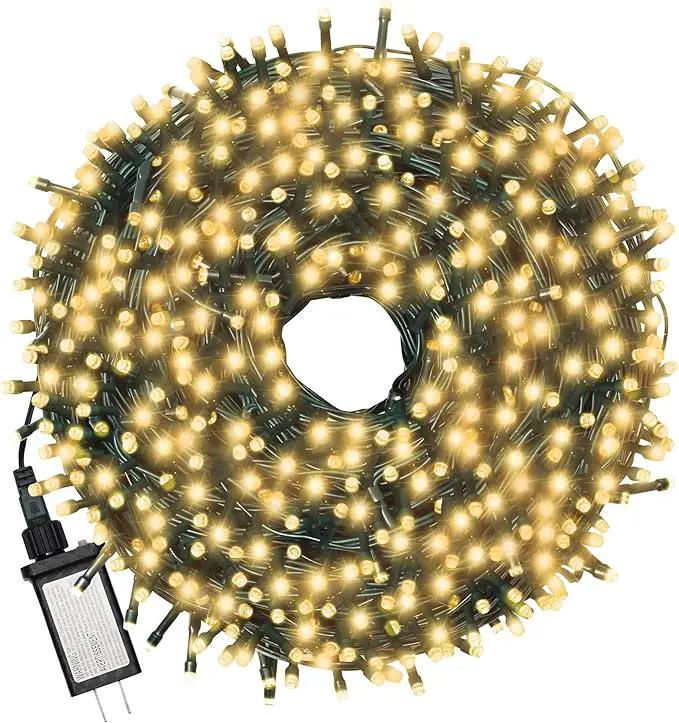Christmas Light 100 LEDs 41ft Green Cable Wire Fairy String Twinkle Lights Plug in 12 Modes for Xmas Tree, Party, Indoor,Outdoor, Garden, Wedding, Home Decoration (Warm White) by GreenHaven Gardens