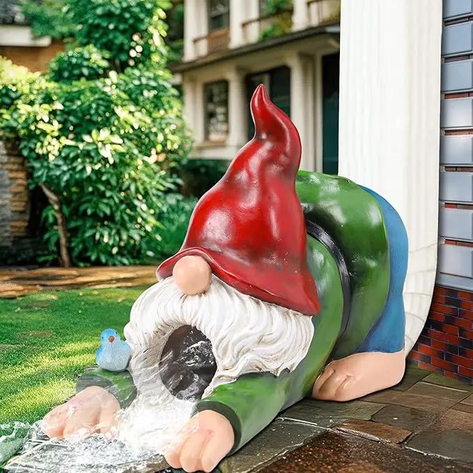 WONDER GARDEN Gnome Gutter Downspout Extensions - 3'' x 4'' Decorative Downspout Extender Diverter, Outdoor Splash Block Sculpture Garden Decor, Waterproof Gutter Guard for Lawn, Garden, Lawn by GreenHaven Gardens