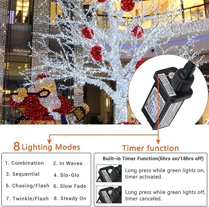 338Ft Christmas Lights Outdoor, 1000 LED Christmas String Lights with 8 Modes, Timer, Waterproof Fairy Twinkle Lights for Christmas Party, Garden, Wedding, Holiday, Xmas Tree Decorations (Cool White) by GreenHaven Gardens