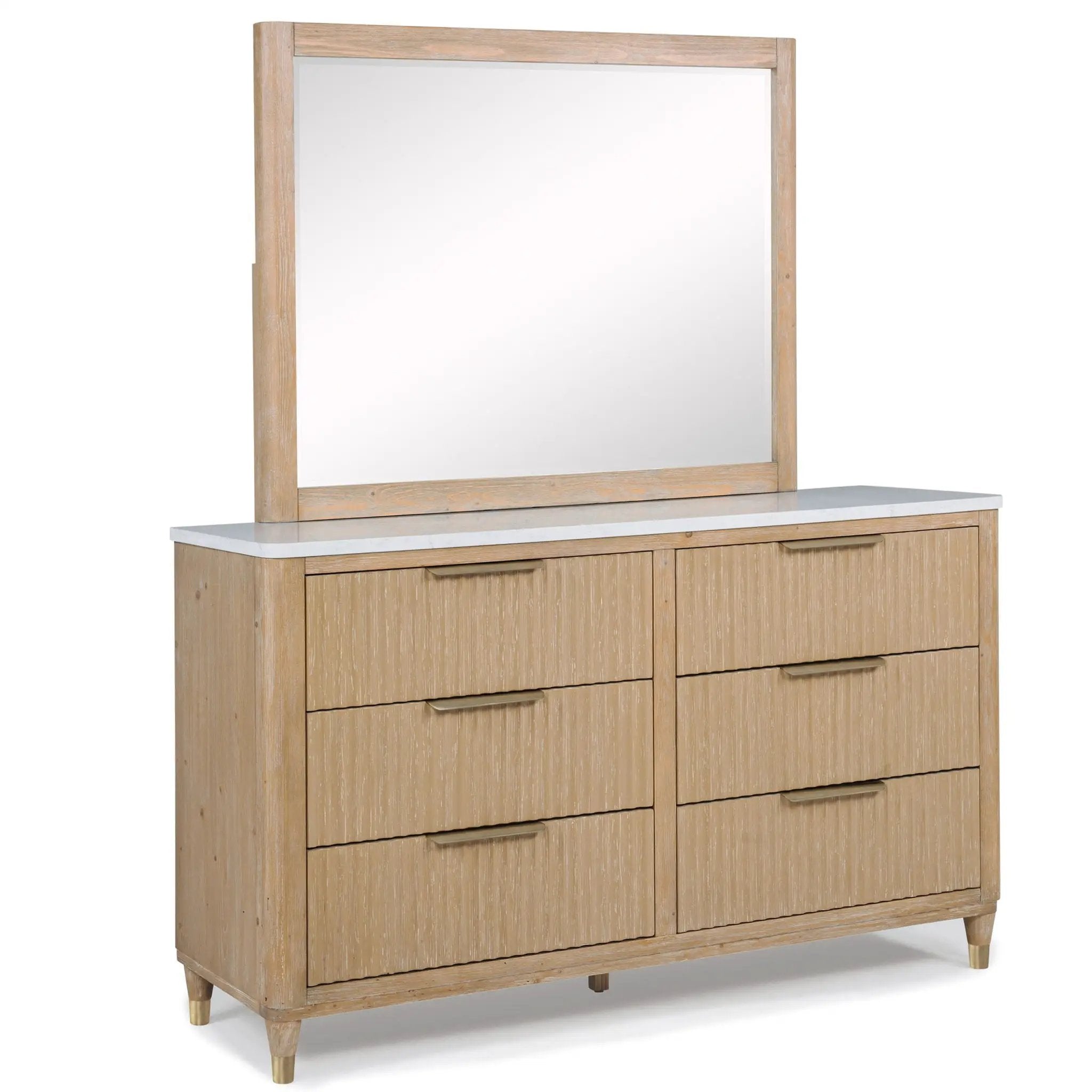 6 Drawers Dresser With Accented Hardware - Natural Wood by Unique Piece Furniture