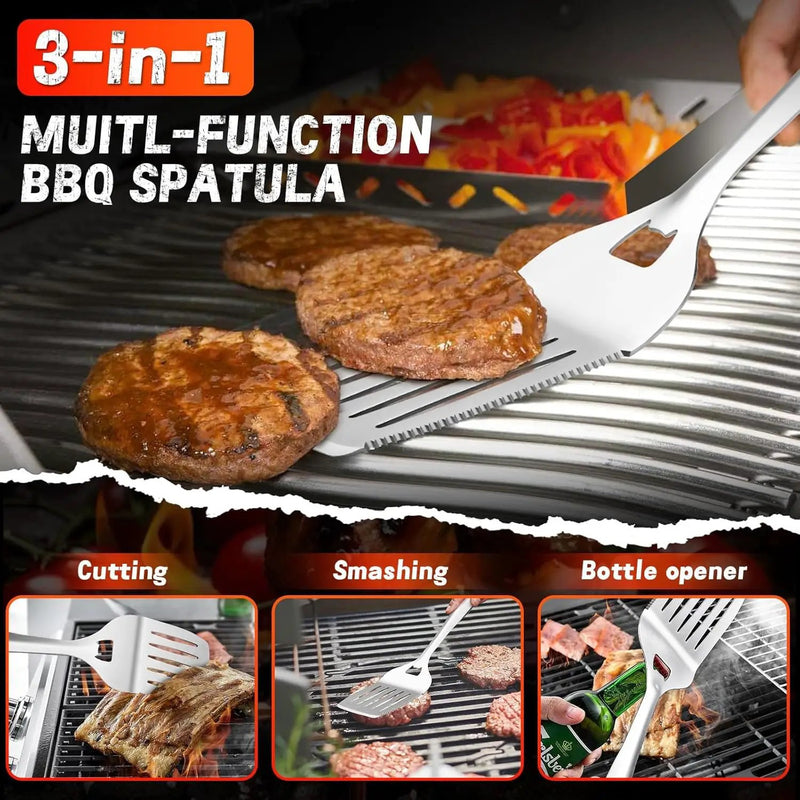PURPLEBIRD Grill Set for Outdoor Grill 6 pcs - Heavy Duty Grilling Tools Set with Extra Long Handle, Stainless Grilling Accessories for Dad Gifts with Travel Bag, BBQ Utensils Kit for Outdoor Camping by GreenHaven Gardens