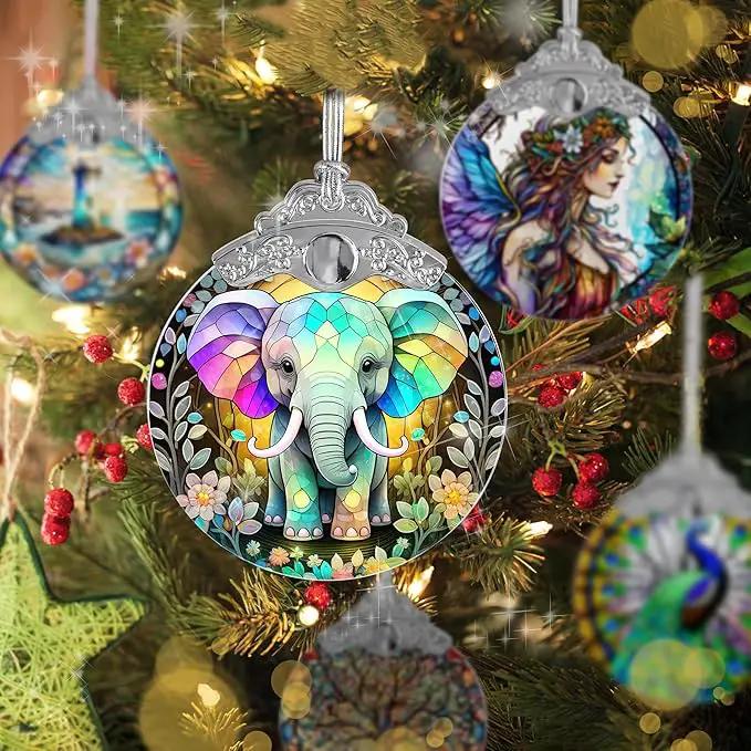 Stained Glass Suncatcher, Jocidea Elephant Ornament, Christmas Ornaments, Holidays Ornaments, Christmas Tree Decor, Elephant Decor for Home, Elephant Gifts by GreenHaven Gardens