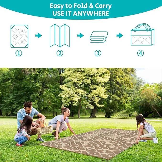 HEBE Outdoor Rug Waterproof 5x8, Plastic Straw Rug Camping Rug, Reversible Outdoor Patio Rugs RV Mat Clearance, Indoor Outside Floor Carpet for Porch,Deck,Camper,Balcony,Backyard by GreenHaven Gardens