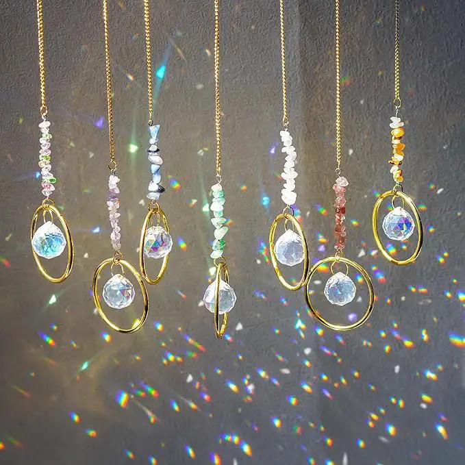 7PCS Crystal Suncatchers Rainbow Maker Healing Crystals for Window Prism Balls Indoor Outdoor Hanging Ornament Pendant Decor for Home, Garden, Wedding, Christmas by GreenHaven Gardens
