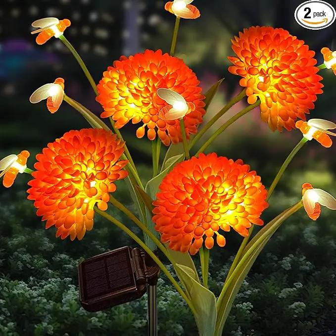 Solar Swaying Bee Lights with Flowers, Waterproof Firefly Lights for Outdoor Garden Patio Yard Pathway Decoration, Gifts for Women Mother's Day by GreenHaven Gardens