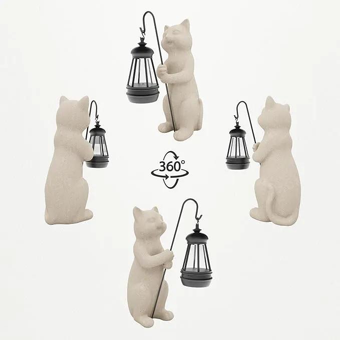 Solar Cat Garden Statue 10 Inch Porch Patio Decor for Outside Yard Decoration Outdoor Unique Housewarming Gardening Birthday Gifts for Cat Lovers Women Grandma by GreenHaven Gardens