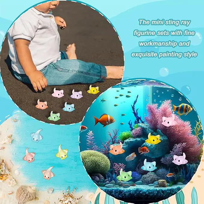 60 Pcs Miniature Sting Ray Figurines Mini Manta Ray Figure Realistic Resin Sting Ray Cake Topper Mini Sting Ray Sea Animal Figurine for Fairy Garden Micro Landscape Decor Cake Topper by GreenHaven Gardens