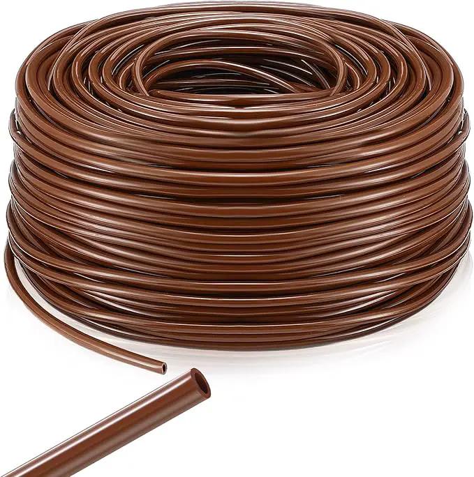 Treela 328 ft Drip Irrigation Hose 1/4 Inch Blank Distribution Tubing Drip Irrigation Tubing Water Hose for Garden Flower Bed Greenhouse Flower Patio Lawn (Brown) by GreenHaven Gardens