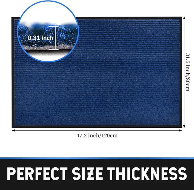 Heavy Duty Entrance Mats, Indoor and Outdoor Rubber Door Mat, Easy Clean Waterproof Anti-Slip Floor Doormat Rug, Low Profile Entrance Shoe Scraper for Entryway, Patio, Garage 47" x 31" Blue by GreenHaven Gardens