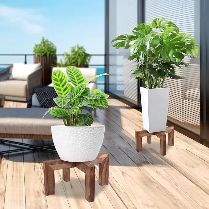 Plant Stand, Indoor/Outdoor Wood Plant Holder, Single Flower Pot Stand, Sturdy Planter Stand by GreenHaven Gardens