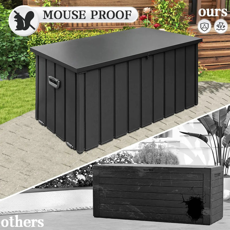 Domi 150-Gallon Outdoor Storage Box – Waterproof, Lockable Storage Cabinet for Patio Furniture, Garden Tools & Pool Supplies – Large Metal Storage for Cushions, Toys & More by GreenHaven Gardens