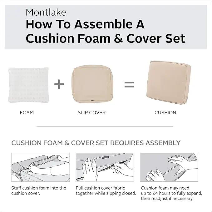 Classic Accessories Montlake Water-Resistant 23 x 22 x 4 Inch Patio Lounge Back Cushion, Antique Beige, Outdoor Loveseat Cushions by GreenHaven Gardens