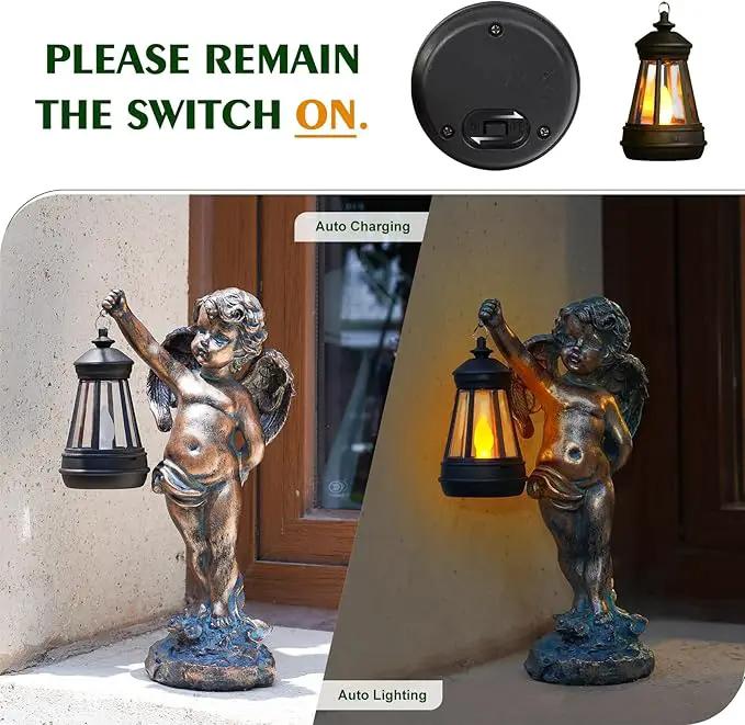 MININOVA Angel Statues Garden with Solar Lantern Outdoor Cherub Decorations Patio Yard Lawn Ornaments Housewarming Gifts for Mom Grandma Women by GreenHaven Gardens