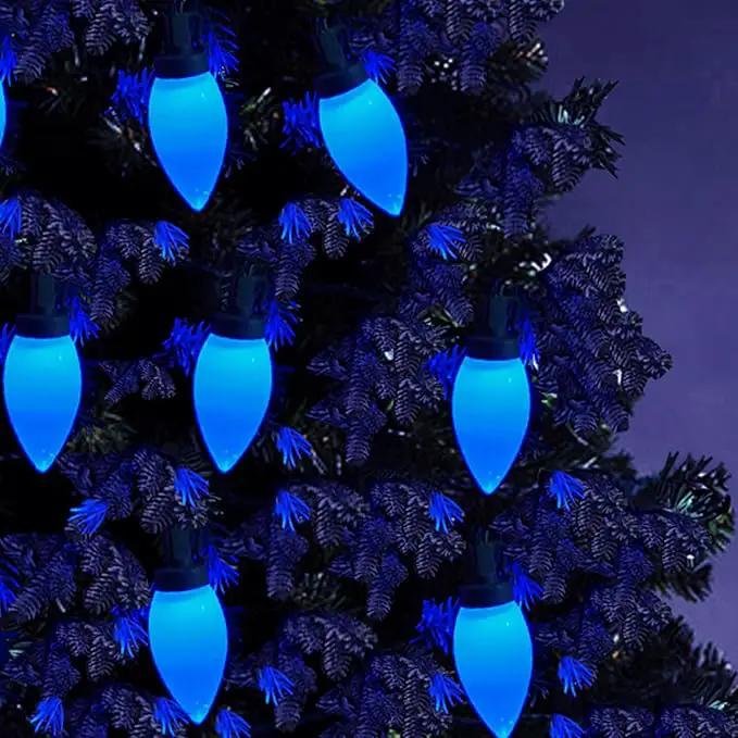 C9 Christmas Lights Outdoor 50 LED Blue Strawberry 34.5ft Waterproof Xmas String Light for Garden Yard Home Party Holiday Christmas Tree Indoor Decoration(Blue) by GreenHaven Gardens