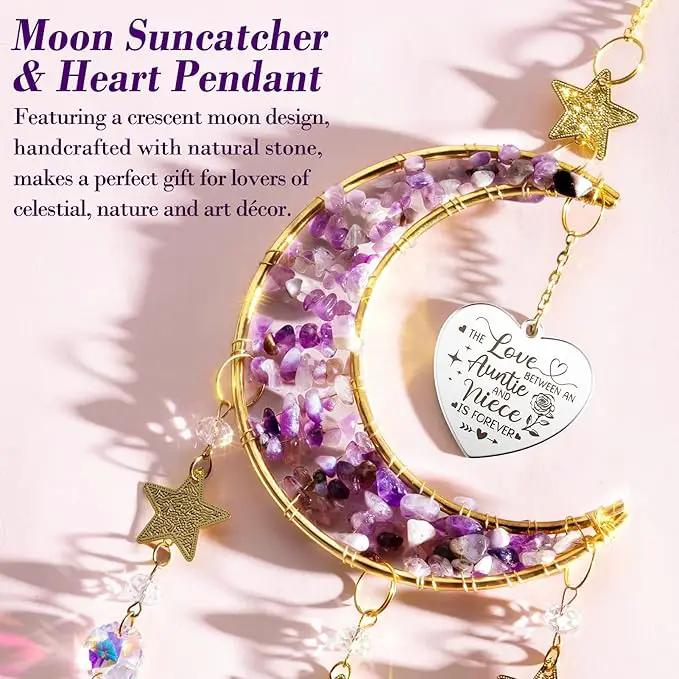Aunt Gifts from Niece, for Aunt Auntie Gifts, Best Aunt Ever Gifts Aunt Birthday Gifts for Auntie, Auntie Gifts for Women Moon Crystal Suncatcher for Window Hanging Wall Decor by GreenHaven Gardens