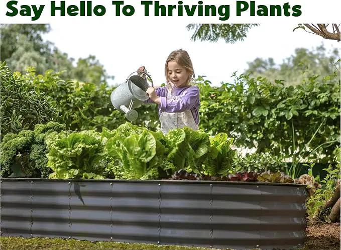 Galvanized Raised Garden Beds Outdoor // 8×4×1 ft Planter Raised Beds for Gardening, Vegetables, Flowers // Large Metal Garden Box // Patented Tool-Free Design (Gray) by GreenHaven Gardens