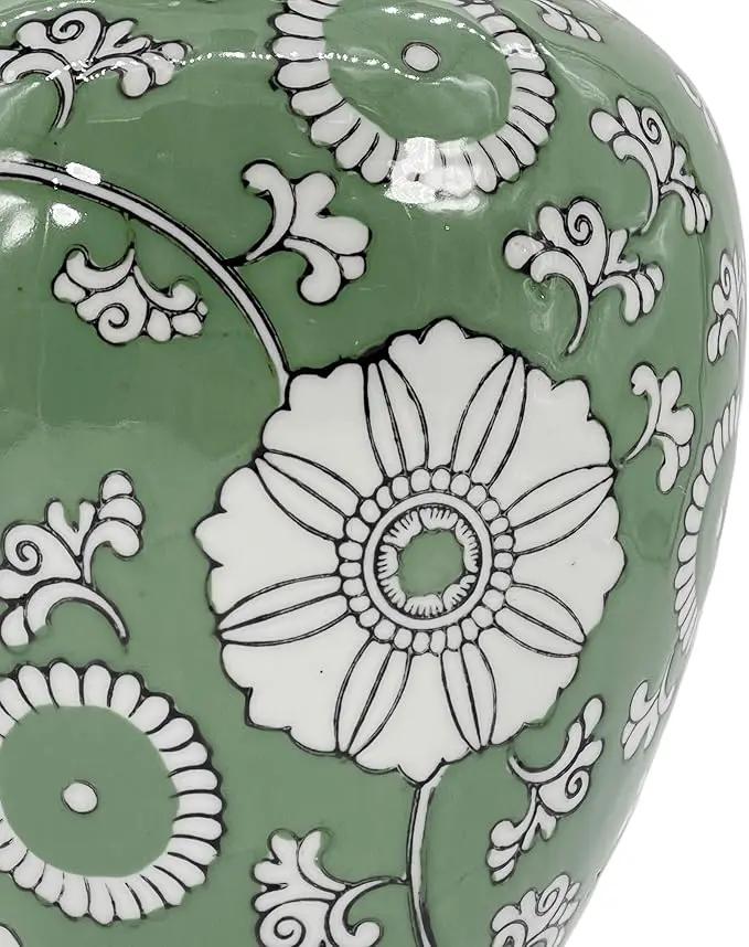 Galt International Floral Chinoiserie Ceramic Vase 14" - Hand Painted Antique Style Porcelain Flower Bottle Fishtail Porcelain Chinese Vase for Home Decor Centerpiece by GreenHaven Gardens