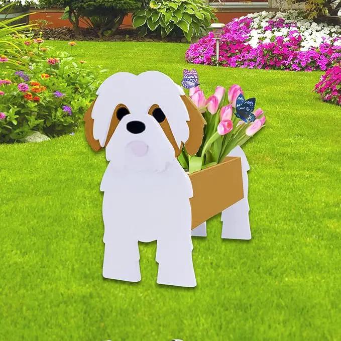 Brown Shih Tzu Dog Planter Plant Pots,Cute Garden Dog Flower Planter,Dog Planters Birthday Gifts for Women,Office,Indoor/Outdoor Decor（9.45in*8.98 * 13.5in） by GreenHaven Gardens