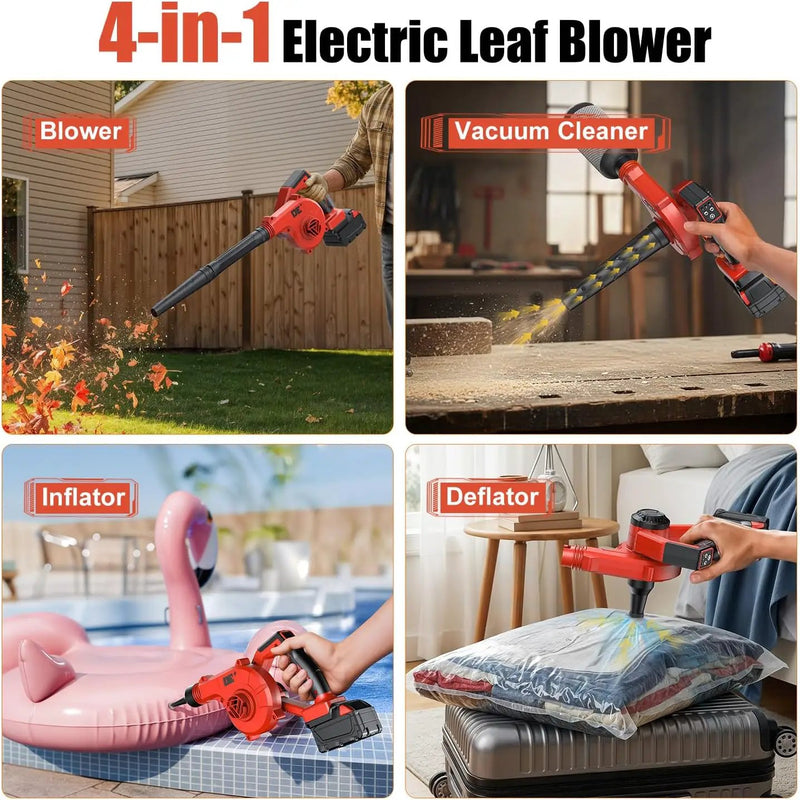 DeForce Cordless Leaf Blower for Milwaukee 18V Battery, 4 in 1 Blower/Vacuunm/Inflator/Deflator, Electric Mini Leaf Blower, 3 Speeds, 190 MPH with Extended Tube for Lawn Care(Bare Tool Only) by GreenHaven Gardens