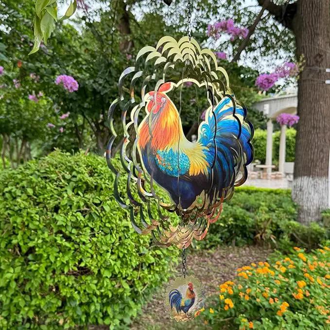 Rooster Wind Spinners 3D Hanging Wind Spinner Outdoor Clearance for Yard and Garden Decor 12inch Chicken Gifts for Women Mom by GreenHaven Gardens