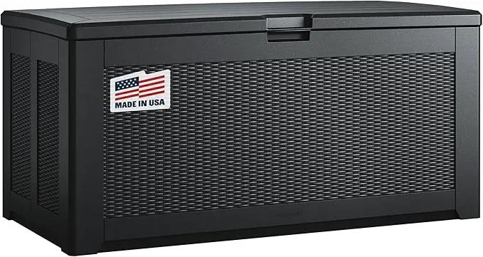 Rubbermaid Extra Large Resin Outdoor Storage Deck Box (134 Gal), Weather Resistant, Black, Deck Organization for Home/Backyard/Pool Chemicals/Toys/Garden Tools/Porch/Patio Cushions by GreenHaven Gardens