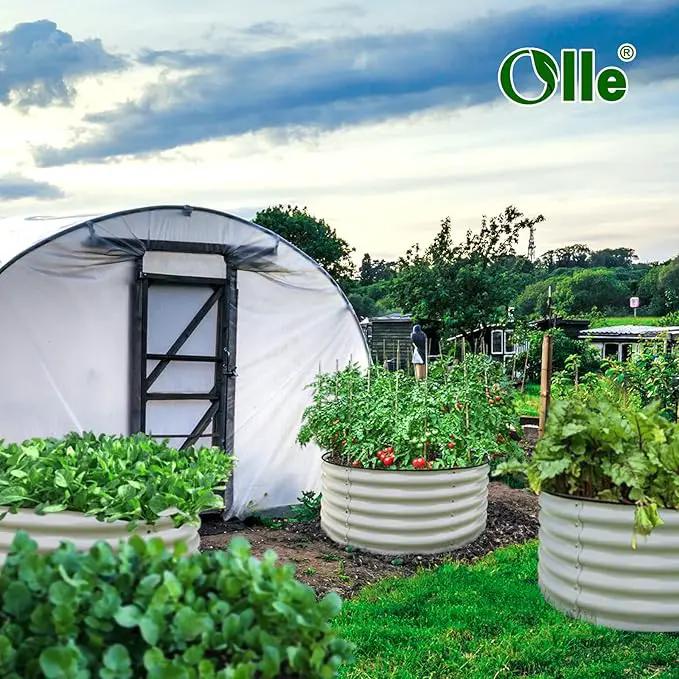 Olle 17" Tall, 42" Round Metal Raised Garden Bed Kits, Planter Raised Beds for Gardening, Raised Flower Bed Galvanized Planter Box, 3.5 * 3.5 * 1.4Ft,Ivory by GreenHaven Gardens