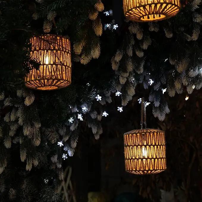 Cooo Solar Lantern Outdoor Hanging – Handwoven Jute Rope Lantern with Warm Edison Bulb, IP65 Waterproof Solar Powered Garden Light for Porch Patio, Yard Table Rustic Boho Decor, 8.27” Tall by GreenHaven Gardens