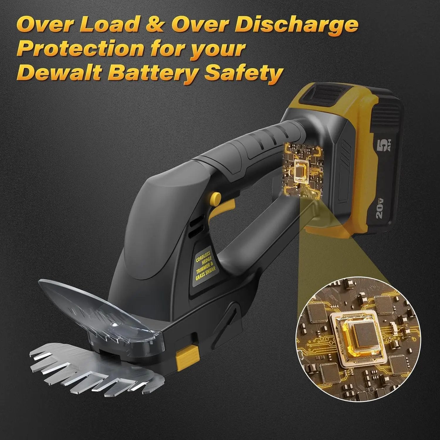 Hedge Trimmer Cordless for DEWALT 20V MAX Battery, 1500RPM Grass Trimmer Electric Hedge Trimmer, 2 in 1 Design for Yard, Garden, Lawn Care(Battery Not Included) (Black) by GreenHaven Gardens