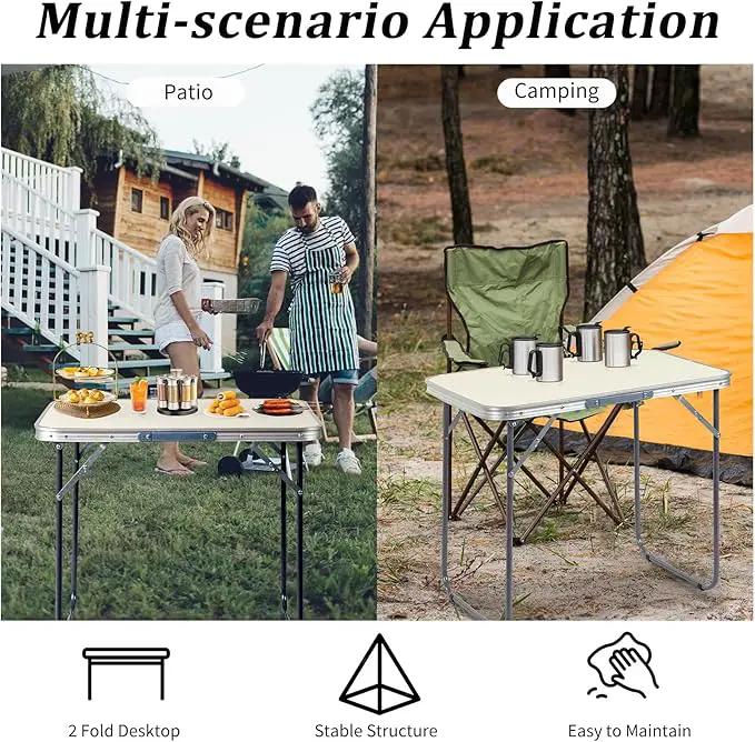 Outvita 2.3ft Portable Folding Camping Table, Outdoor Waterproof Picnic Table, Aluminum Lightweight Suitcase Foldable Table for Picnic BBQ Beach Dining by GreenHaven Gardens