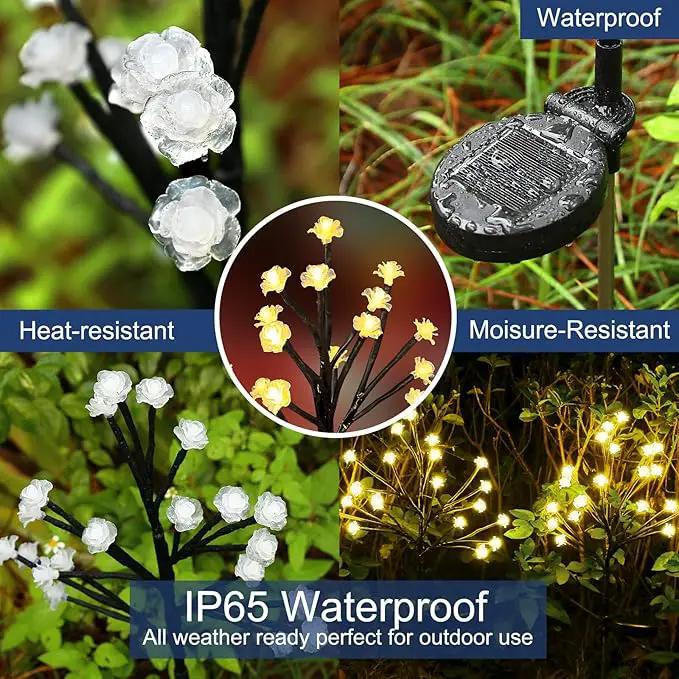 Solar Garden Lights Decorative, Solar Outdoor Lights Waterproof 4Pack,80Led Rose Solar Flower Lights Garden Decor, Solar Lights for Outside Yard,Lawn,Garden Decorations Gardening Gifts by GreenHaven Gardens