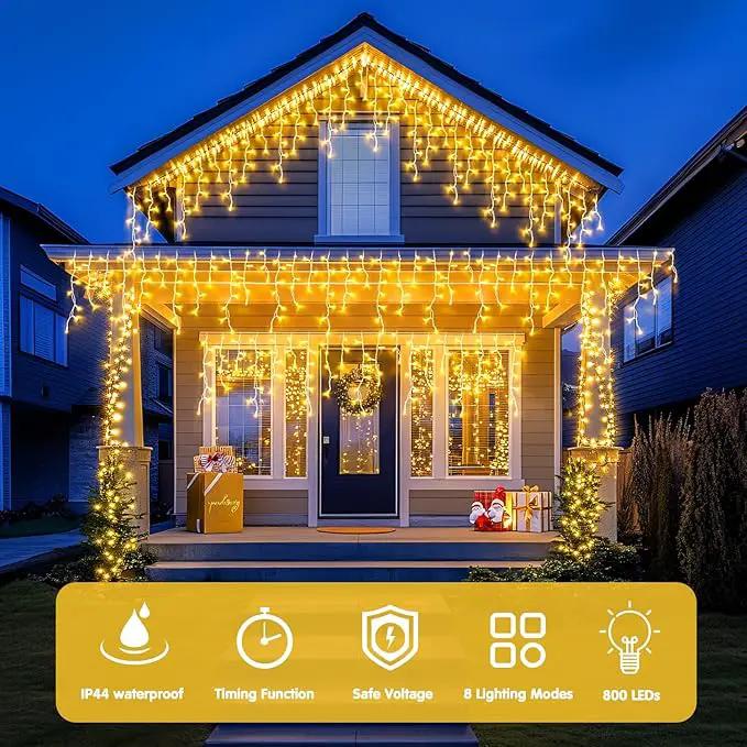 JMEXSUSS 800 LED Icicle Lights for Outside, Icicle Christmas Lights Outdoor, Warm White Christmas Lights for House Holiday Party Wedding Christmas Decorations by GreenHaven Gardens