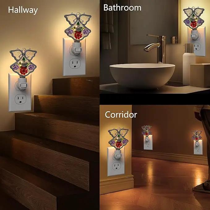 KY&BOSAM Angel Sister Night Light Flower in Glass with Metal Trim Sister Heart Night Light Nursery Bedroom Bathroom Decorative Accent Lite Elegant Home Decoration, Guardian Butte by GreenHaven Gardens