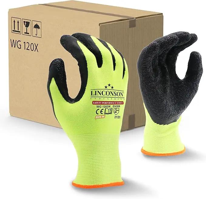 linconson 12 Pack Safety Performance Series Construction Mechanics Wrinkle Latex Work Gloves by GreenHaven Gardens
