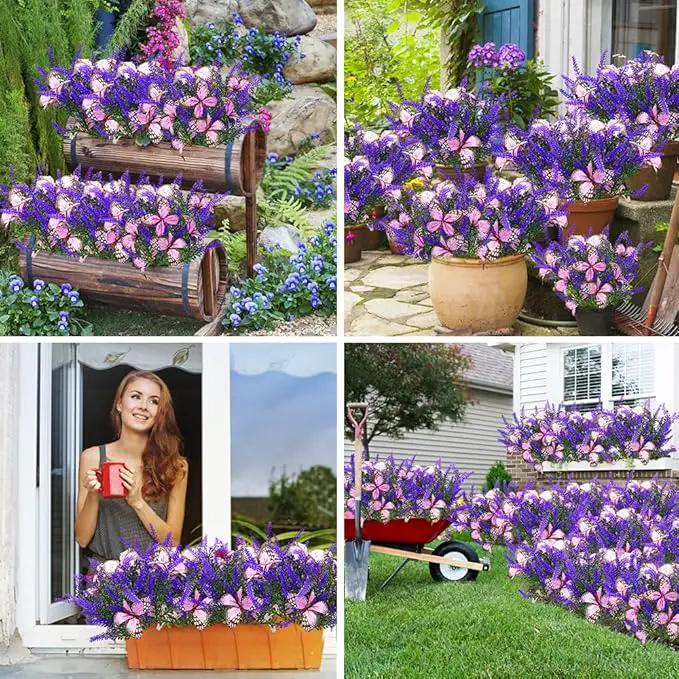Solar Garden Lights Outdoor, 6 Pack Solar Butterfly Lights Purple Lavender Gardening Gifts for Women, Purple Solar Artificial Flower with Butterfly Purple Garden Decor for Lawn Patio-Warm White by GreenHaven Gardens