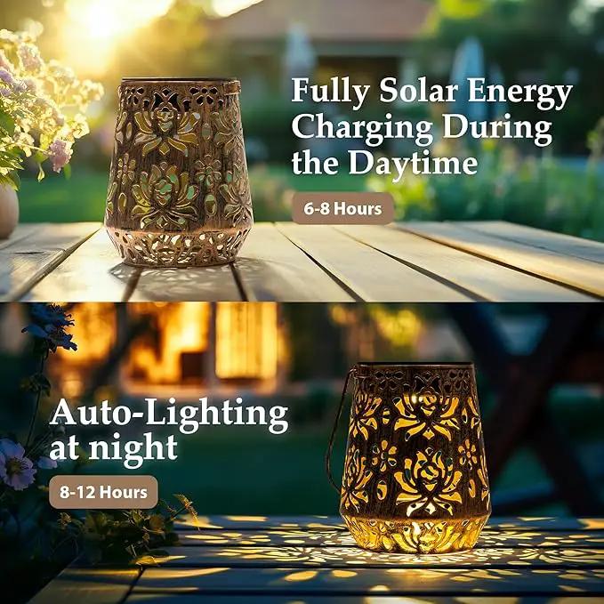Solar Lanterns Outdoor Decor Waterproof,Flower Hanging Gifts for Women, Mom, Solar Garden Lights Metal Decoration for Outside,Yard, Patio,Garden,Porch,Pool by GreenHaven Gardens